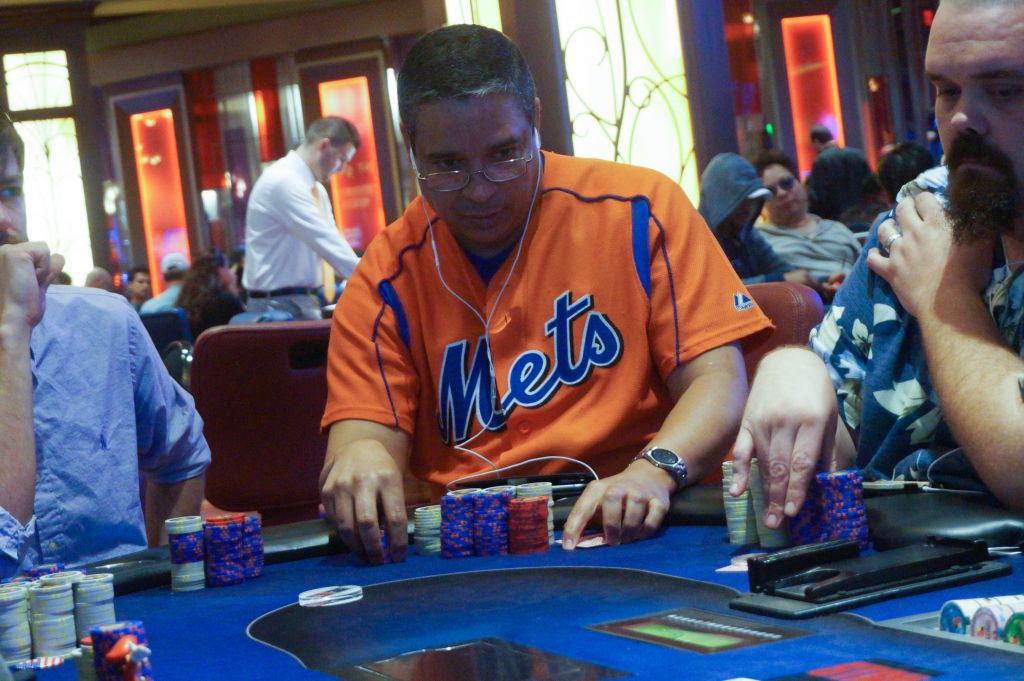 Unofficial final table chip leader Hector Pacheco
